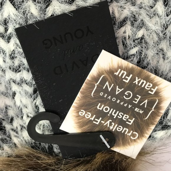 New Pom Pom Faux Fur Beanie Hat Winter Warm Gray White - NORDSTROM, Vegan main image 7